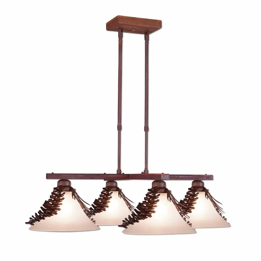 Cedarwood-Spruce Cone Four Light Chandelier in Rust Patina