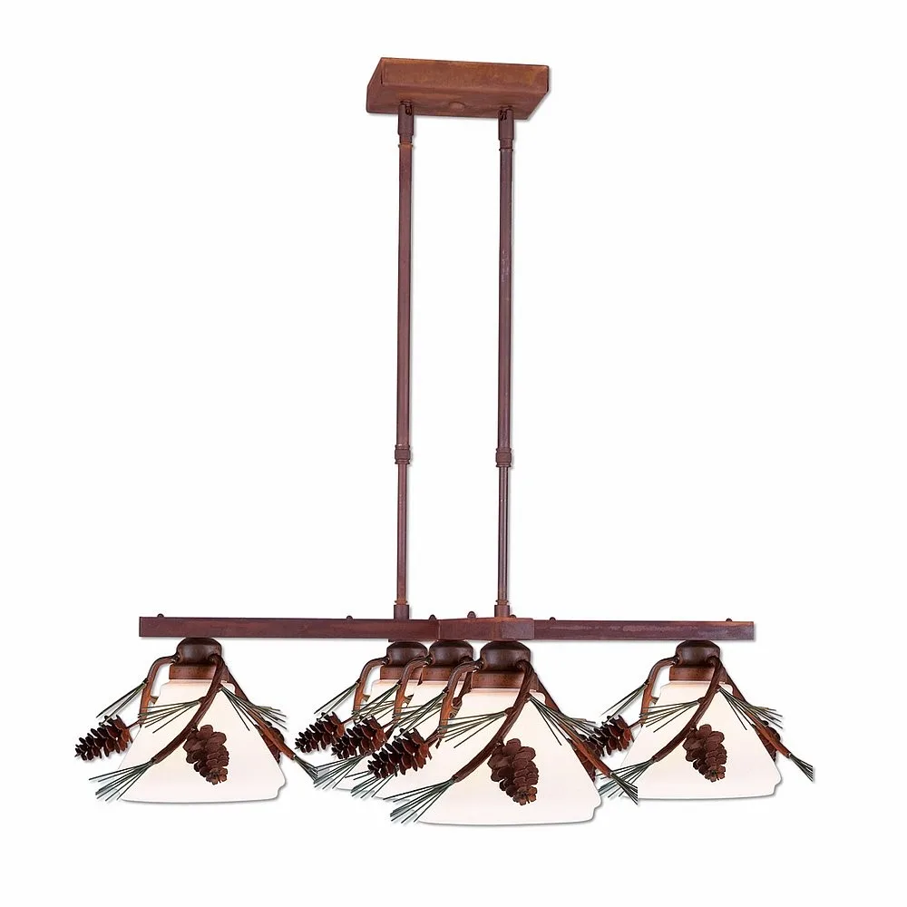 Cedarwood-Pine Cone Five Light Chandelier in Pine Tree Green-Rust Patina