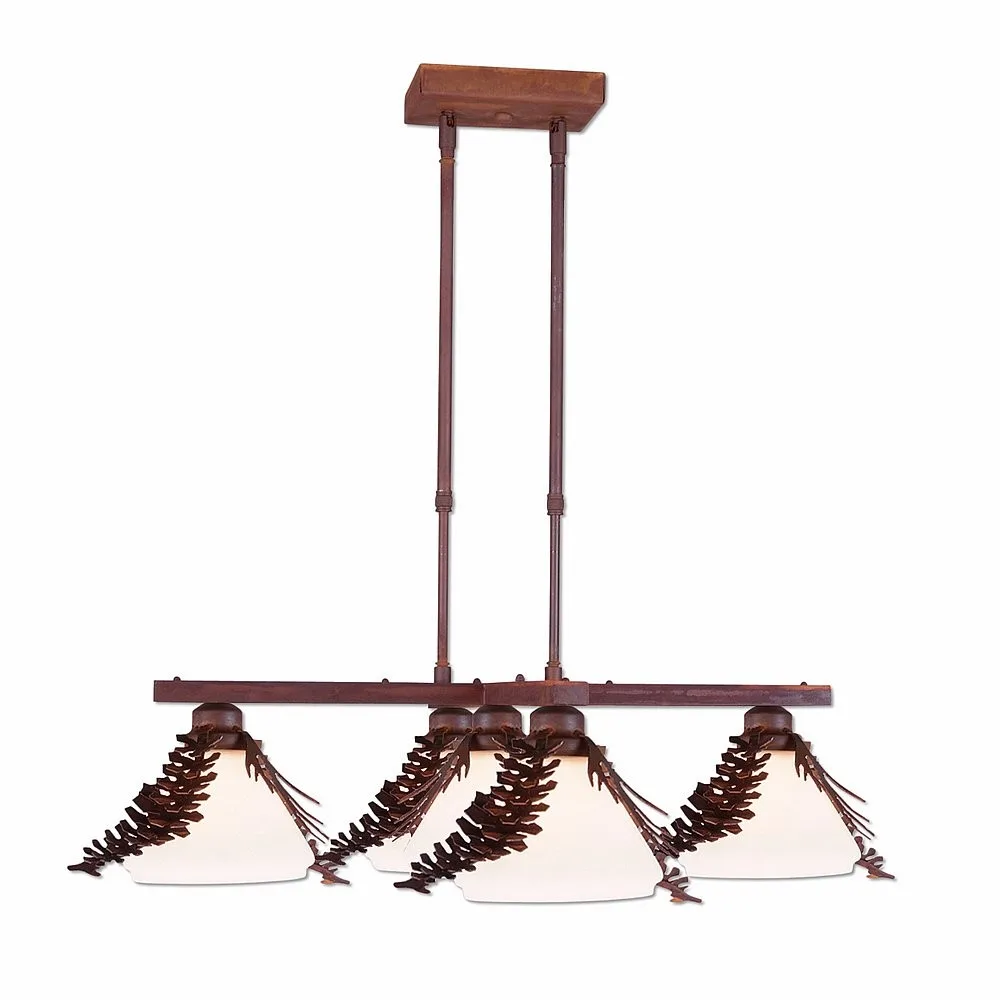 Cedarwood-Spruce Cone Five Light Chandelier in Rust Patina
