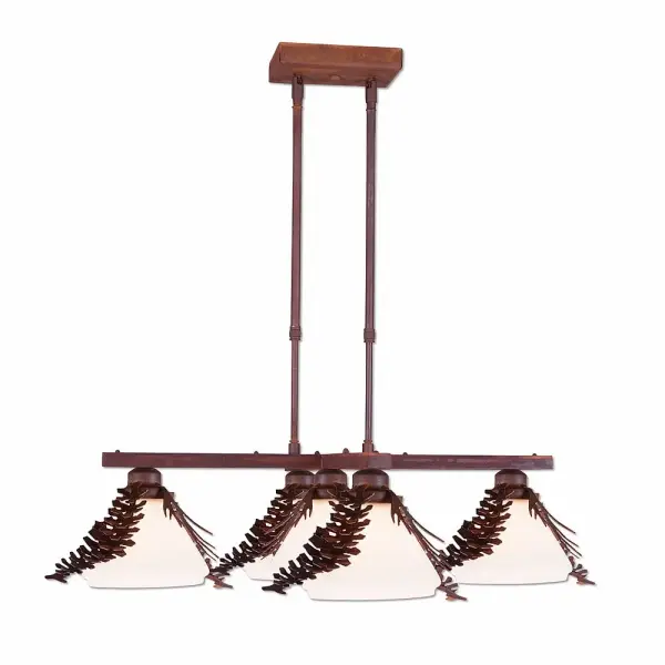 Cedarwood-Spruce Cone Five Light Chandelier in Rust Patina