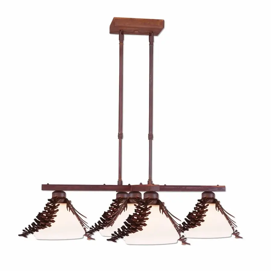 Cedarwood-Spruce Cone Five Light Chandelier in Rust Patina