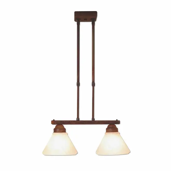 Cedarwood Rustic Plain Two Light Island Light