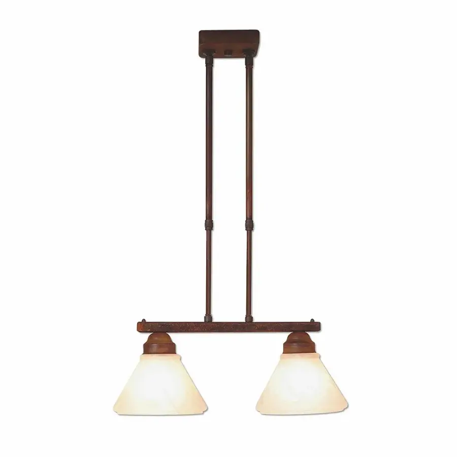 Cedarwood Rustic Plain Two Light Island Light
