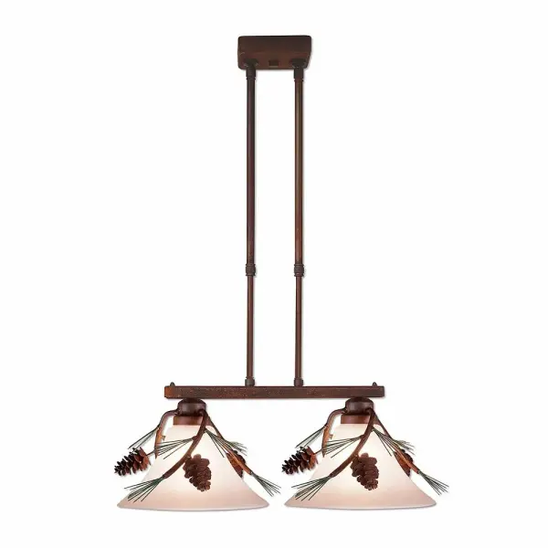 Cedarwood Pine Cone Two Light Island Chandelier