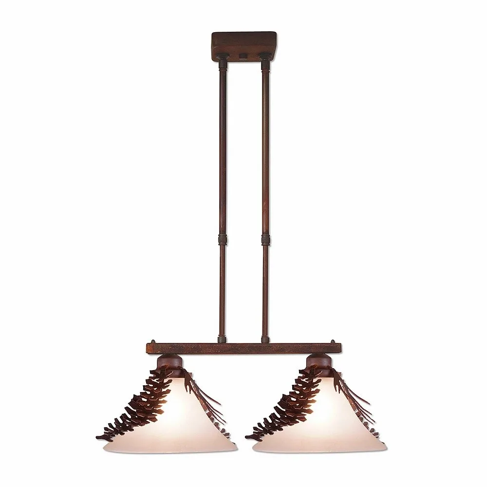 Cedarwood-Spruce Cone Two Light Island-Bar Light in Rust Patina