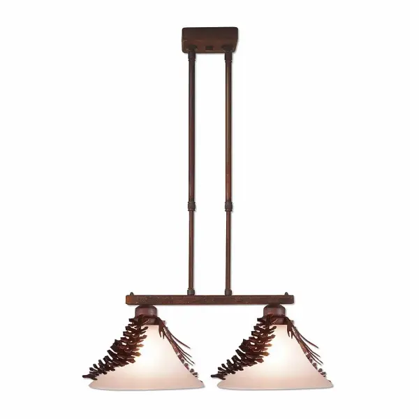 Cedarwood-Spruce Cone Two Light Island Pendant in Rust Patina