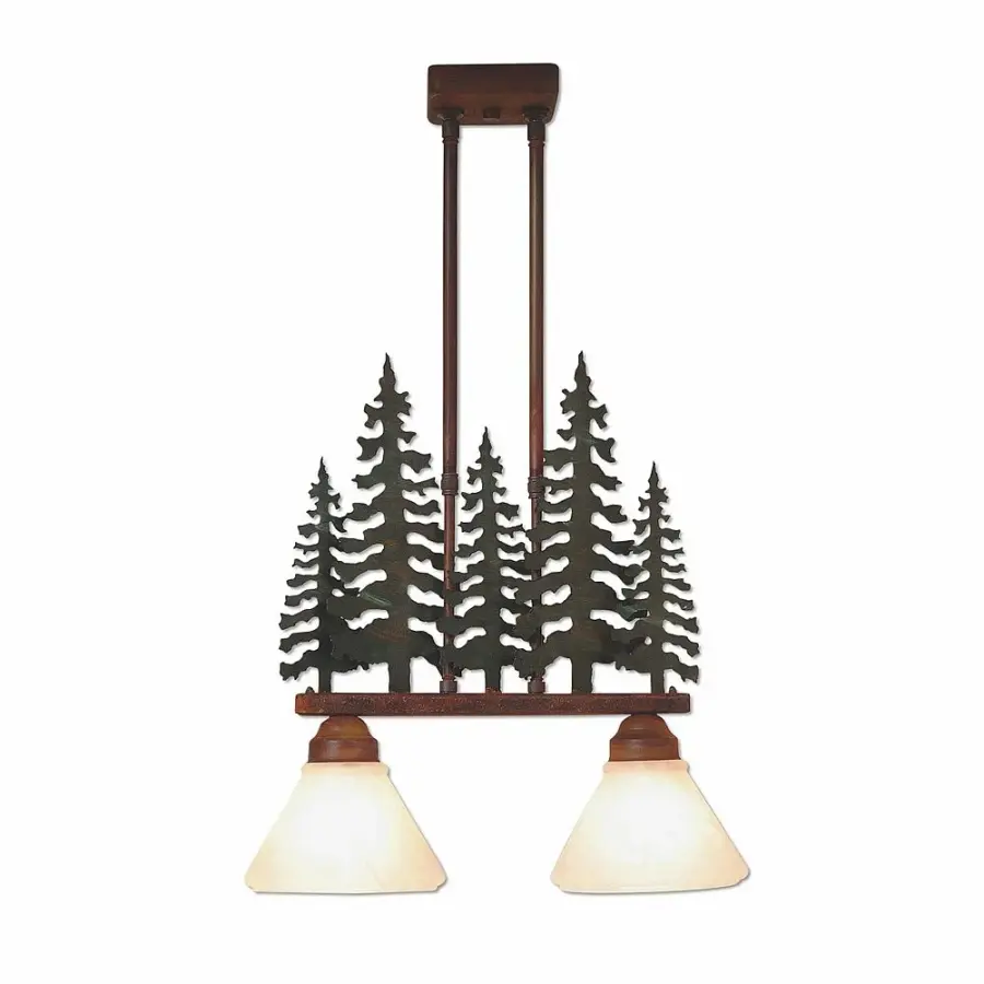 Cedarwood Cedar Tree Two Light Island Chandelier