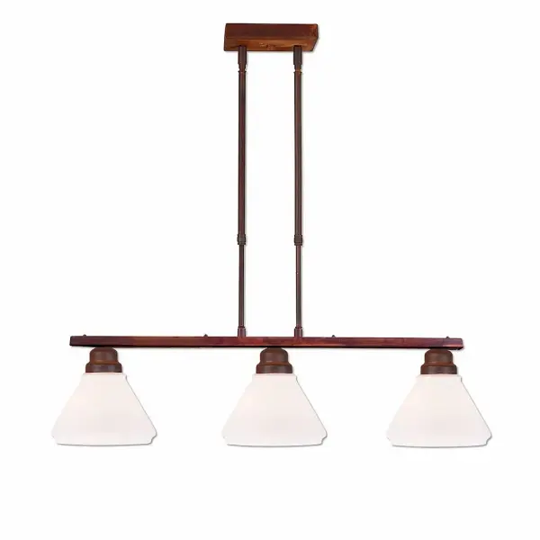 Cedarwood Rustic Plain Three Light Island Chandelier