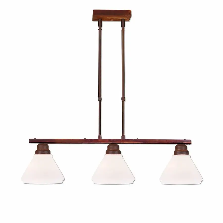 Cedarwood Rustic Plain Three Light Island Chandelier