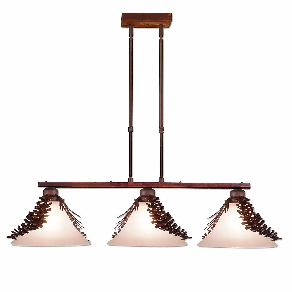 Cedarwood-Spruce Cone Three Light Island-Bar Light in Rust Patina