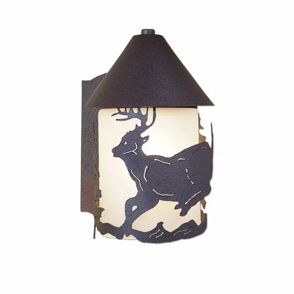 Denali Mountain Deer One Light Wall Sconce in Rustic Brown