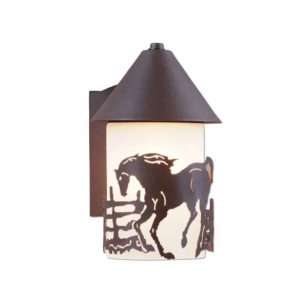 Denali Mountain Horse One Light Wall Sconce in Forest Green
