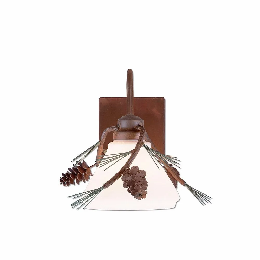 Cedarwood-Pine Cone One Light Wall Sconce in Pine Tree Green-Rust Patina