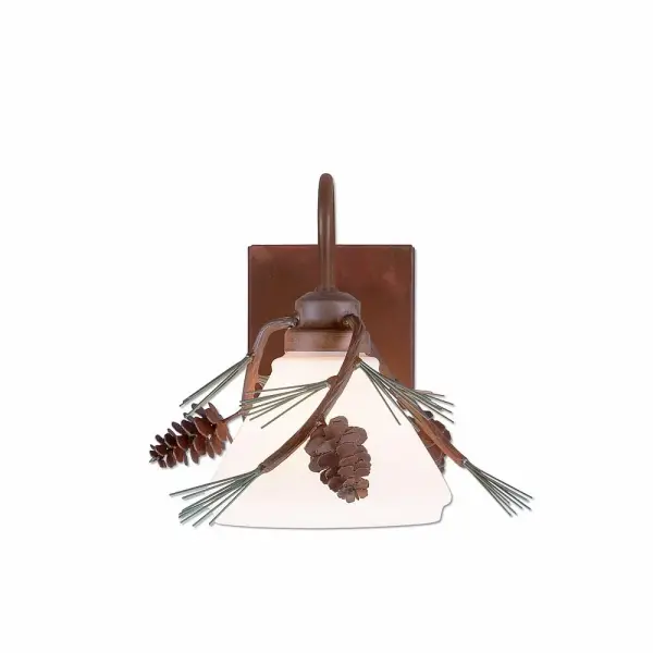 Cedarwood Pine Cone Wall Sconce in Pine Tree Green with Rust Patina