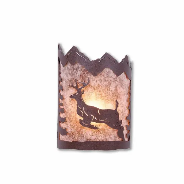Cascade-Valley Deer One Light Wall Sconce in Rustic Brown