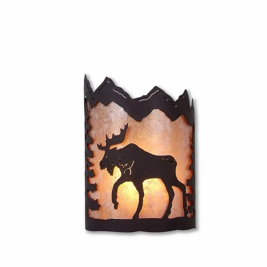 Cascade-Mountain Moose Wall Sconce in Dark Bronze Metallic