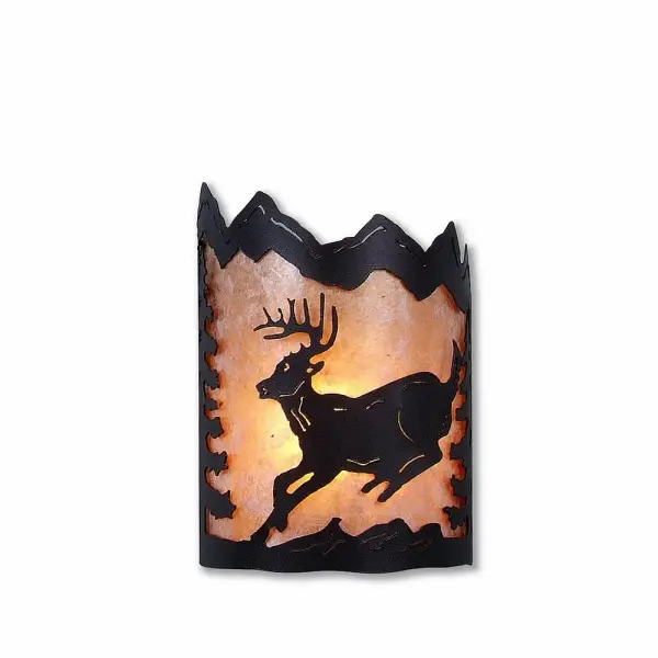 Cascade-Mountain Deer Black Iron Wall Sconce