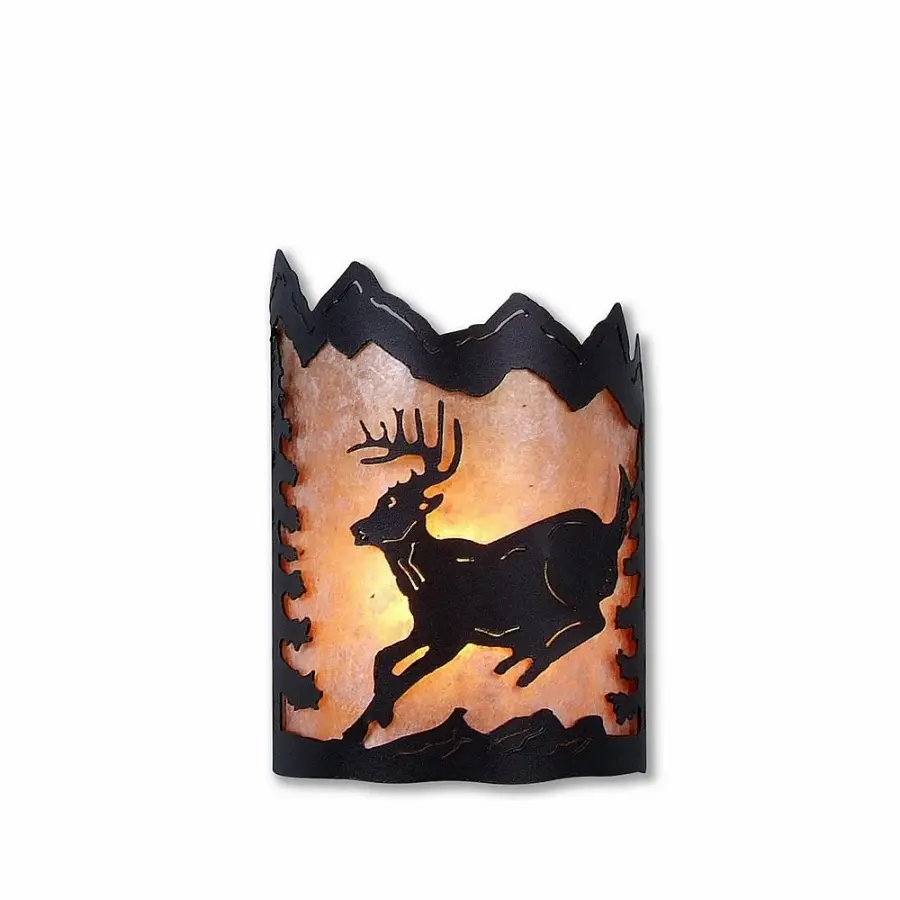 Cascade-Mountain Deer Black Iron Wall Sconce