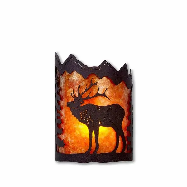 Cascade-Mountain Elk Wall Sconce in Dark Bronze Metallic
