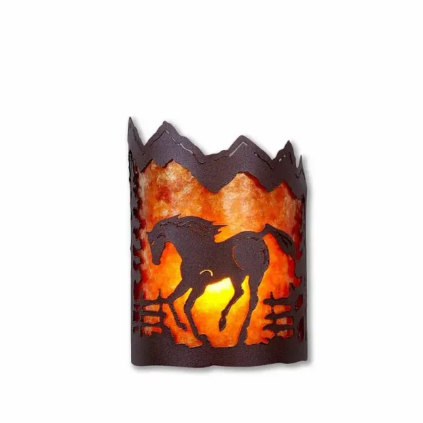Cascade-Mountain Horse Wall Sconce in Rustic Brown