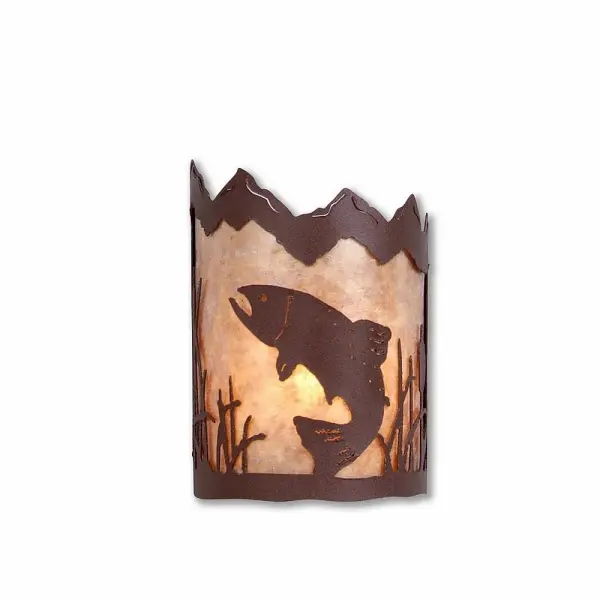 Cascade Trout Rustic Brown Wall Sconce