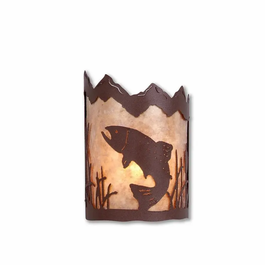 Cascade Trout Rustic Brown Wall Sconce