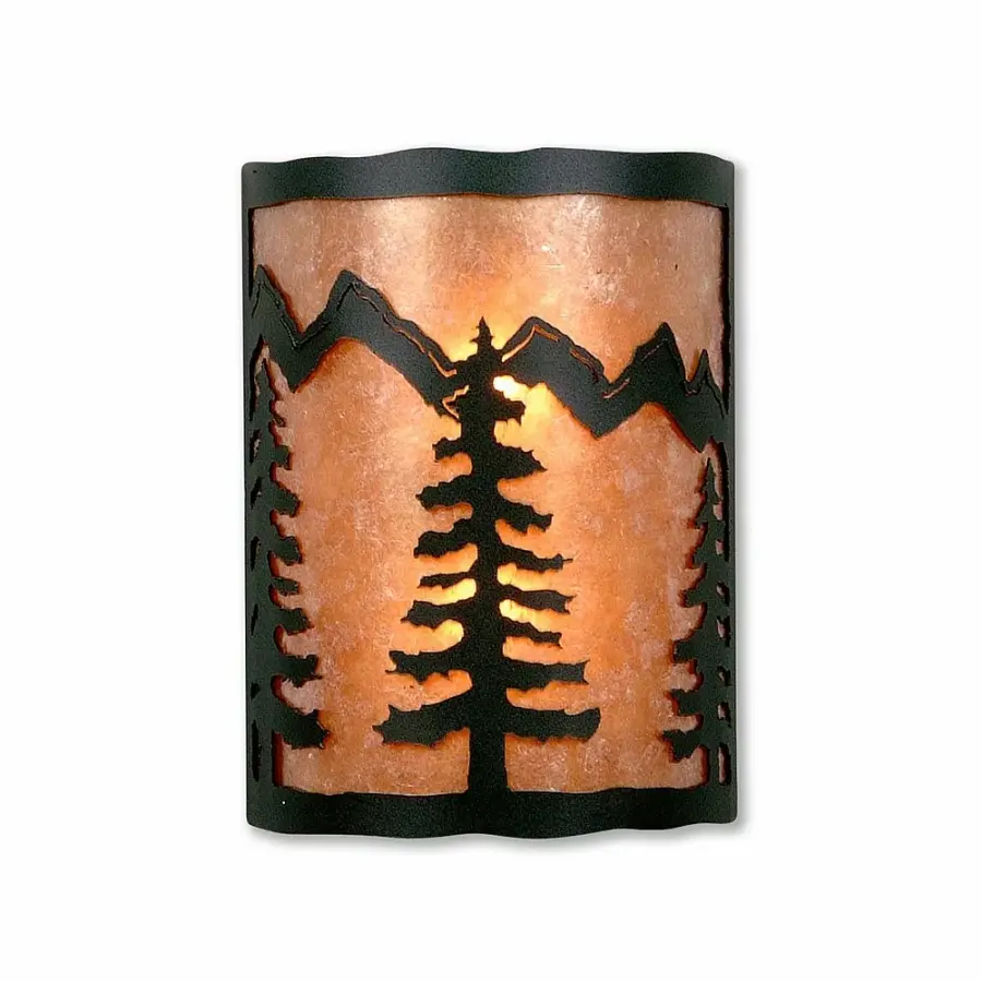 Cascade Spruce Tree Forest Green Two Light Wall Sconce