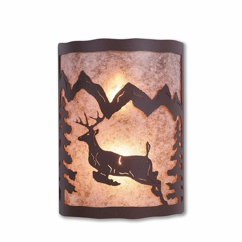 Cascade-Valley Deer Two Light Wall Sconce in Rustic Brown