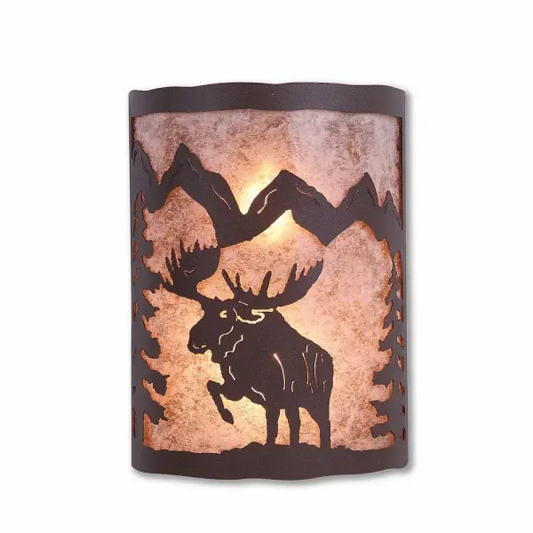 Cascade Alaska Moose Two Light Wall Sconce in Rustic Brown