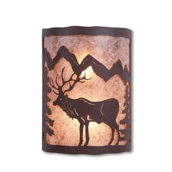 Cascade-Valley Elk Two Light Wall Sconce in Rustic Brown