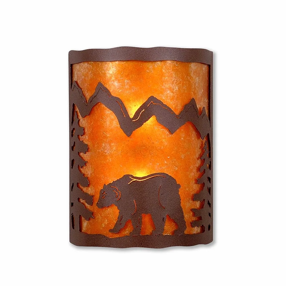 Cascade-Mountain Bear Rustic Brown Two Light Wall Sconce in Rustic Brown