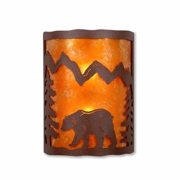 Cascade-Mountain Bear Two Light Wall Sconce in Rustic Brown