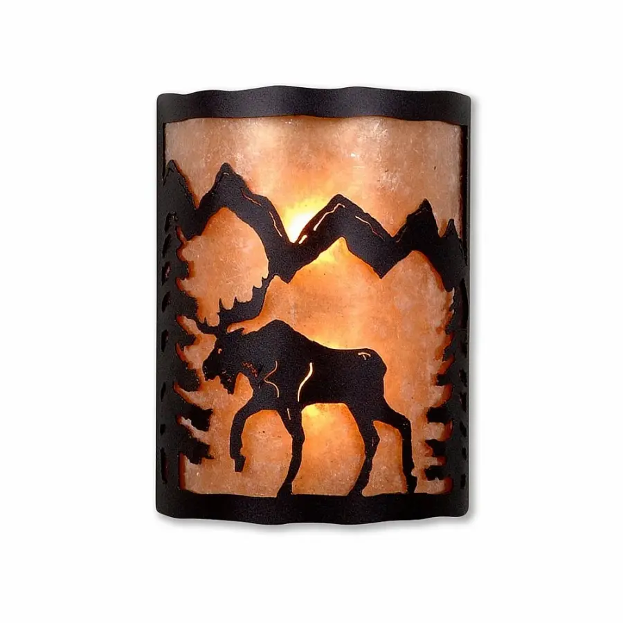 Cascade-Mountain Moose Black Iron Two Light Wall Sconce