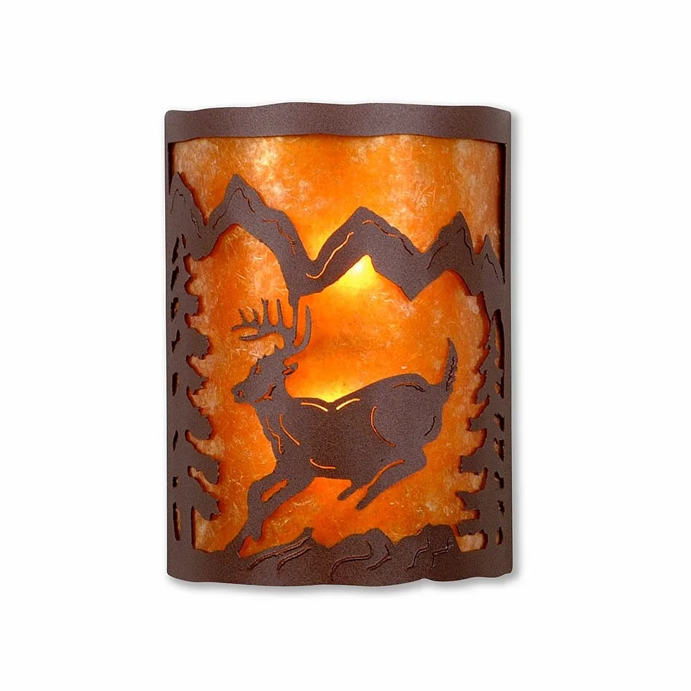 Cascade-Mountain Deer Rustic Brown Two Light Wall Sconce in Rustic Brown