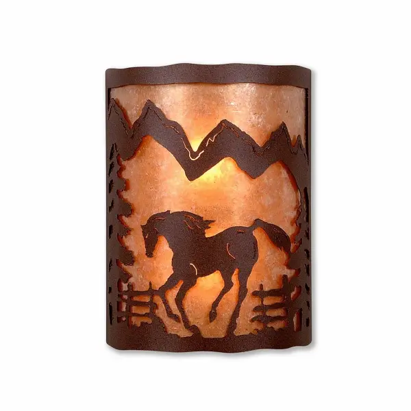 Cascade-Mountain Horse Two Light Wall Sconce in Rustic Brown