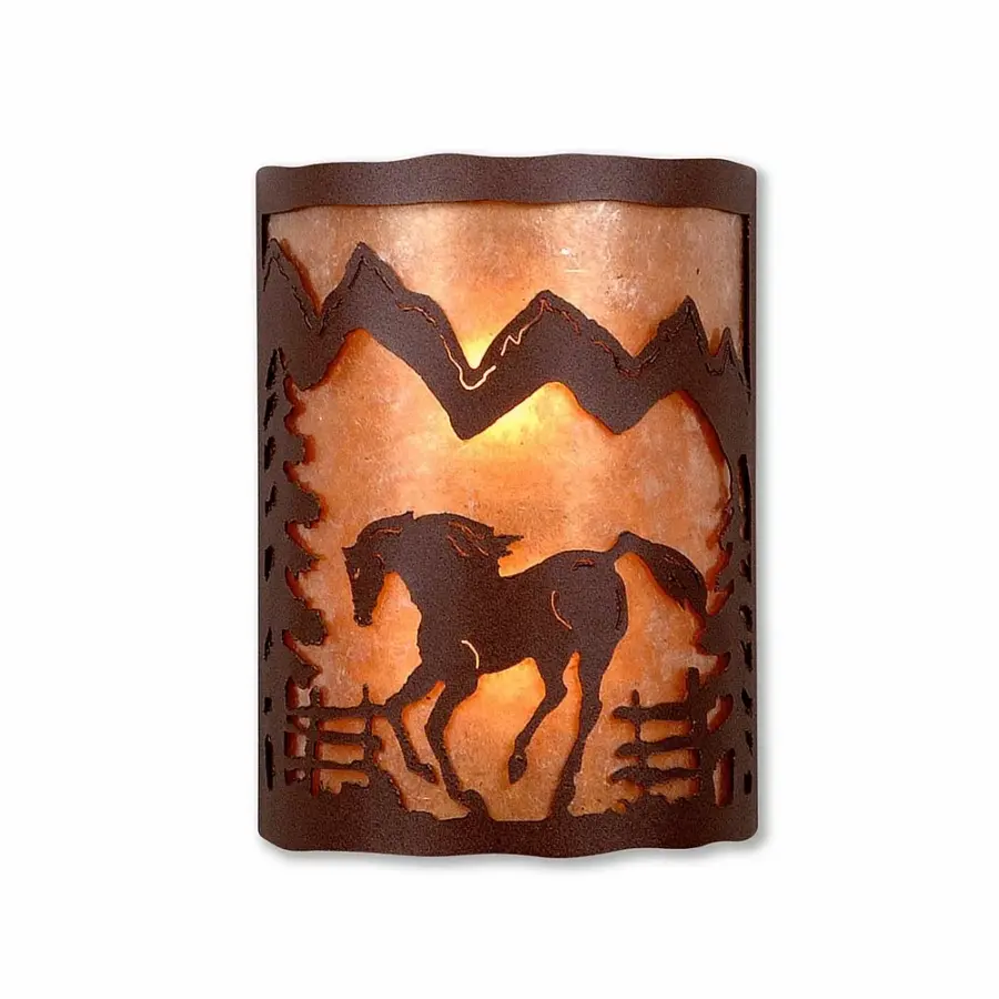 Cascade-Mountain Horse Two Light Wall Sconce in Rustic Brown