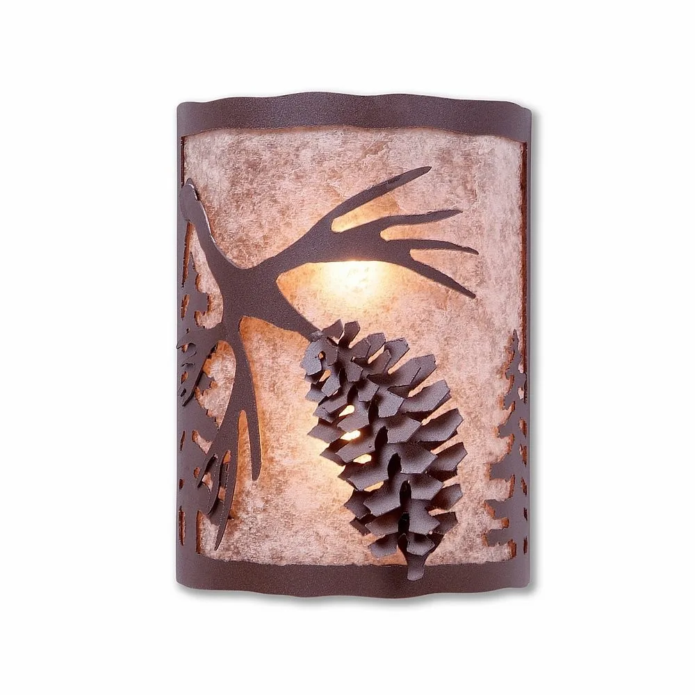 Cascade-Spruce Cone Two Light Wall Sconce in Rustic Brown