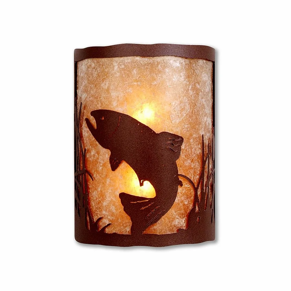 Cascade-Trout Rustic Brown Two Light Wall Sconce in Rustic Brown