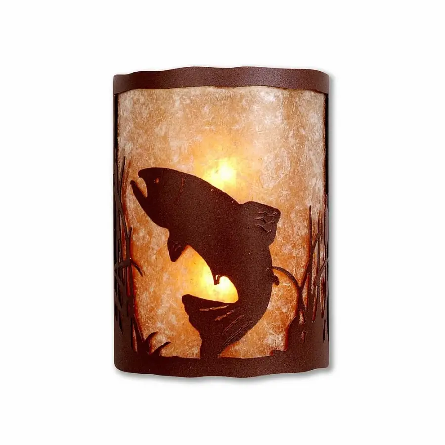Cascade Trout Two-Light Wall Sconce in Rustic Brown