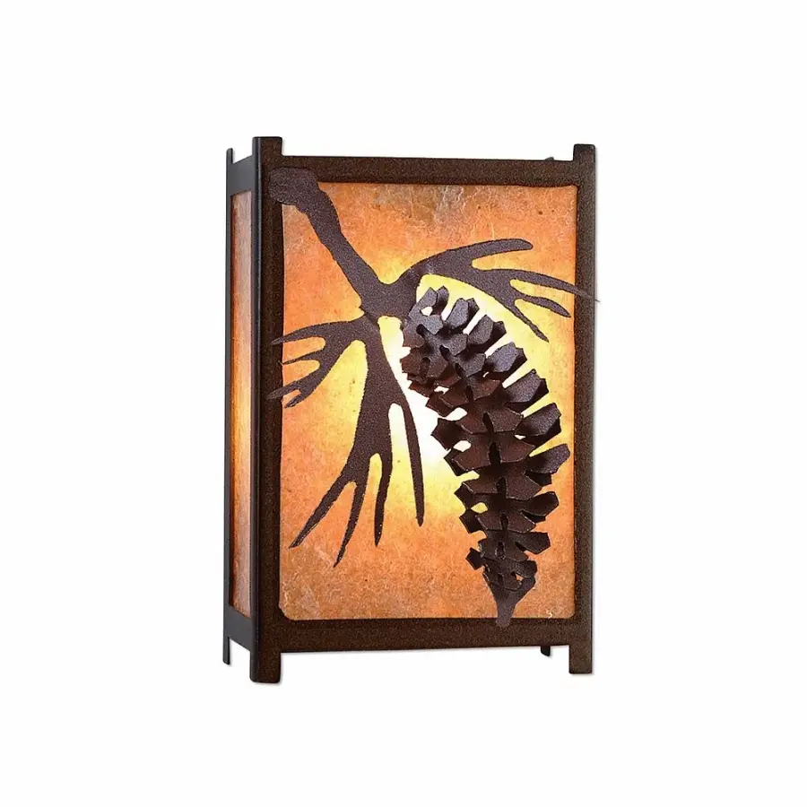 Severn-Spruce Cone Two Light Wall Sconce in Rustic Brown