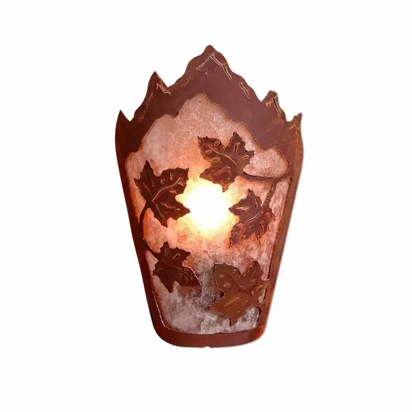 Teton Maple Leaf One Light Wall Sconce in Rust Patina