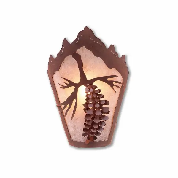 Teton-Spruce Cone One Light Wall Sconce in Rust Patina