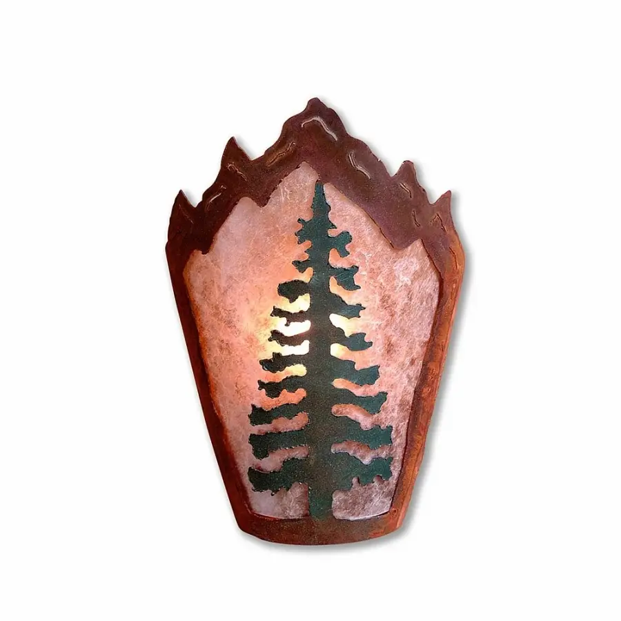 Teton-Cedar Tree One Light Wall Sconce in Cedar Green/Rust Patina