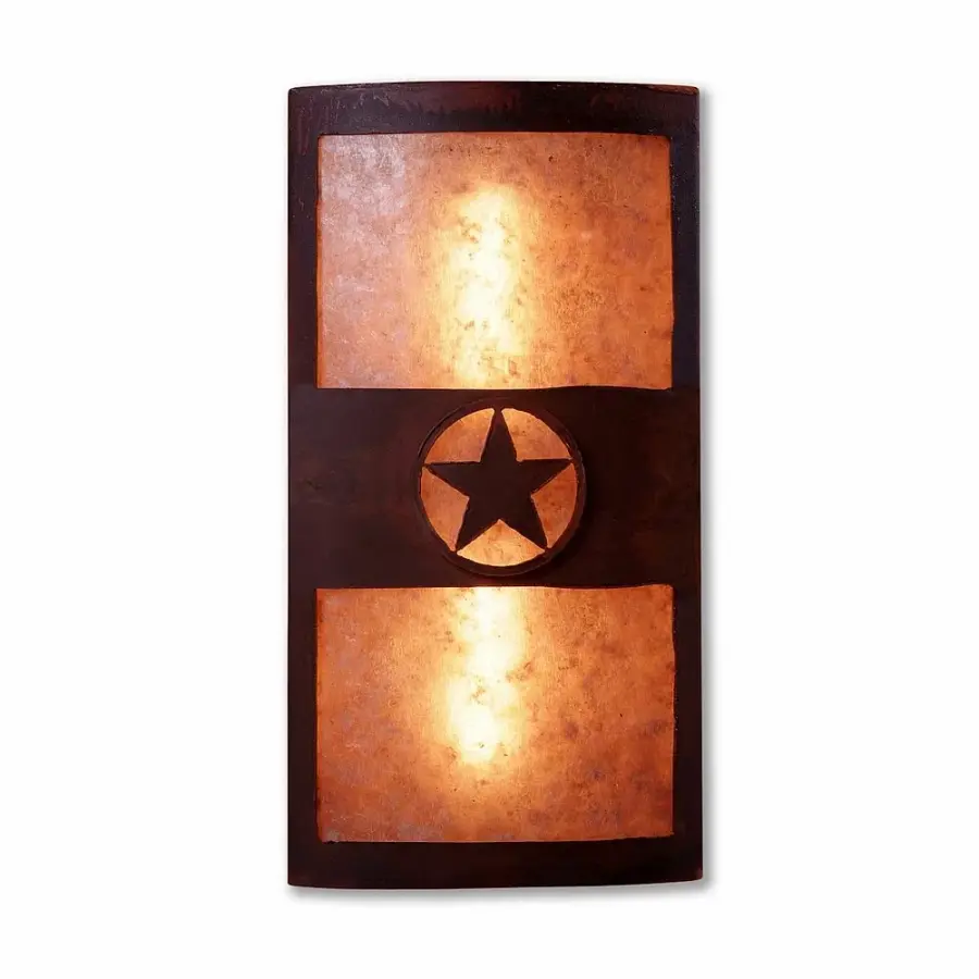 Benton-Texas Star Two Light Wall Sconce in Rust Patina