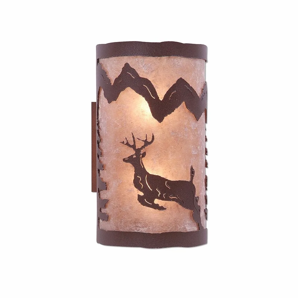 Kincaid-Valley Deer Two Light Wall Sconce in Rustic Brown