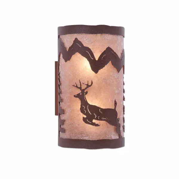 Kincaid-Valley Deer Two Light Wall Sconce in Rustic Brown
