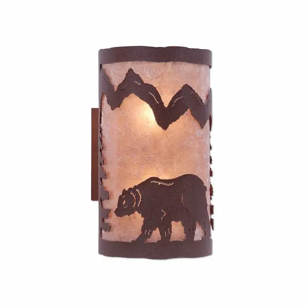 Kincaid-Mtn Bear Two Light Wall Sconce in Rustic Brown