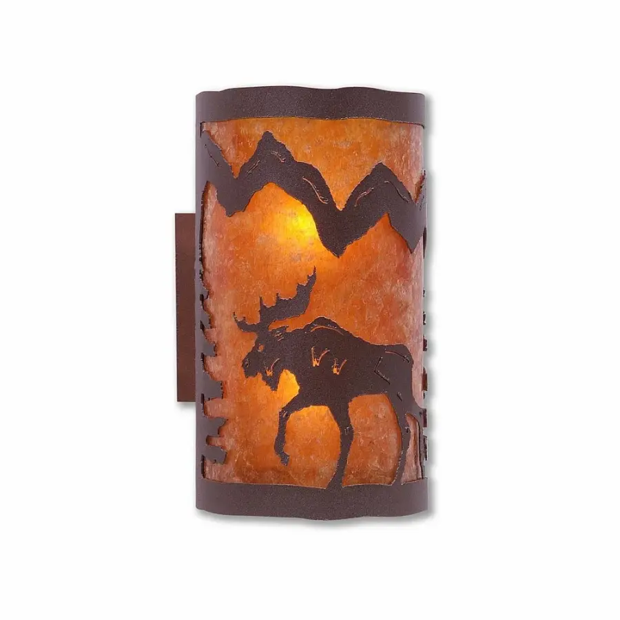 Kincaid Mountain Moose Two Light Wall Sconce in Rustic Brown