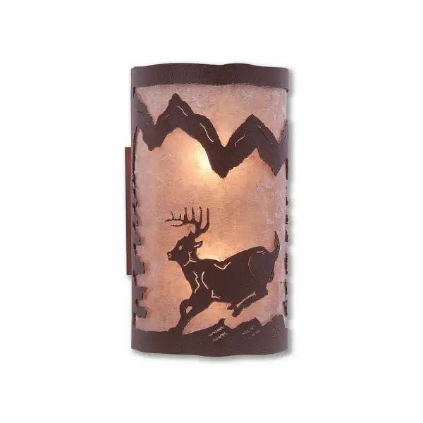 Kincaid Mountain Deer Two Light Wall Sconce in Rustic Brown