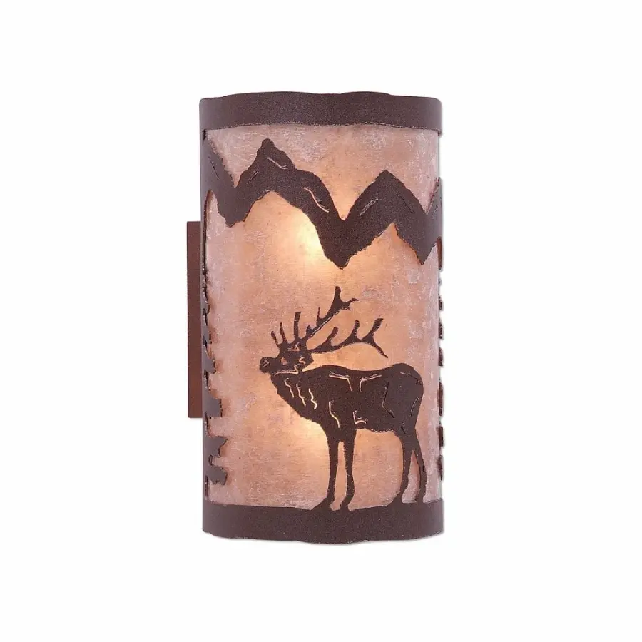 Kincaid Mountain Elk Two Light Wall Sconce in Rustic Brown